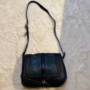 UTERQUE navy leather handbag